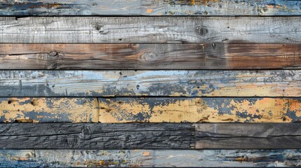 Texture of aged wooden planks in a horizontal position on a weathered surface