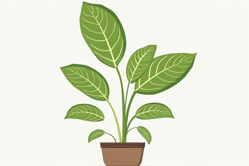 Vector Happy Plant Illustration: Detailed Leaf Veins in Isolated Growth and Garden Beauty