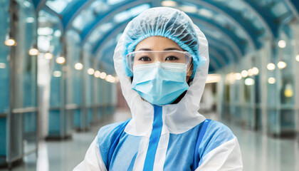 Obraz na płótnie Canvas ウイルス防護服を着た医者