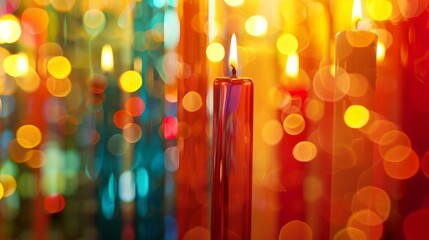 Each candle seems to have a life of its own flickering and swaying within the structured chaos of the display. 2d flat cartoon.