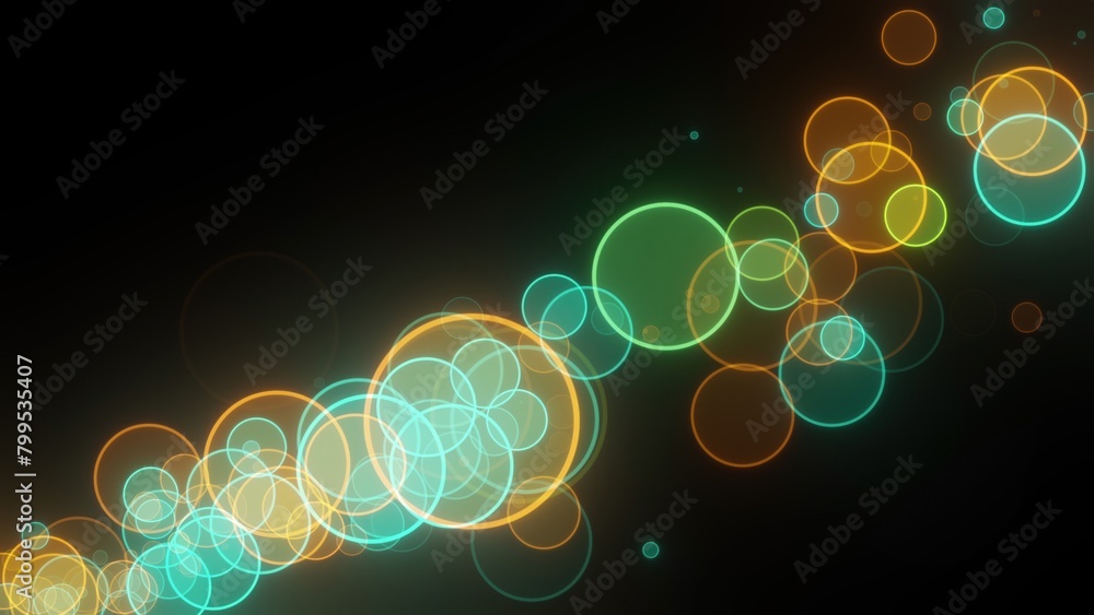 Poster bright colorful particles. computer generated 3d render
