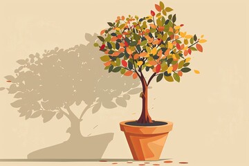 Enchanted Tree Pot Vector on Neutral Background - Adorable Arboreal Growth Illustration