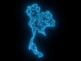 A sketching style of the map Thailand. An abstract image for a geographical design template. Image isolated on black background.
