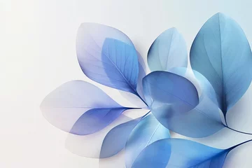 Fotobehang Blue Gradient Petal Decor: Stylized Floral Illustration for Refined Ambiance © Michael