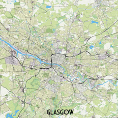 Glasgow, UK map poster art