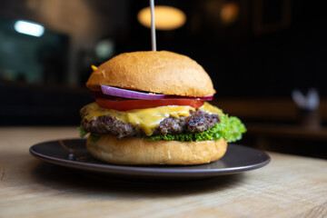 Classic Cheeseburger on Plate - Casual Dining Experience