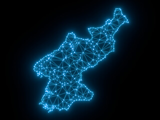 A sketching style of the map North Korea. An abstract image for a geographical design template. Image isolated on black background.