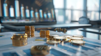 Business analyzing for investment growth goals and company finance balance, hyper realistic 