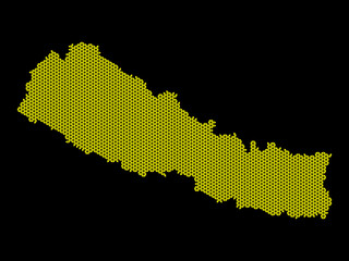 A sketching style of the map Nepal. An abstract image for a geographical design template. Image isolated on black background.