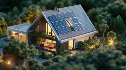 House with solar panels on the roof, Sustainable Resources renewable energy source, Alternative innovation. hyper realistic 