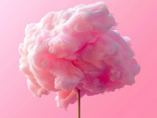 Pink cotton candy isolated. Illustration AI Generative. 