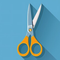 scissors simple flat illustration. colorful with shadows and solid colored backgrounds