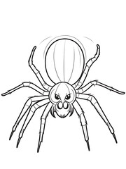 Easy  cartoon spider coloring page, outline, white color, white background, ai generated design 