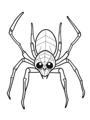Easy  cartoon spider coloring page, outline, white color, white background, ai generated design 