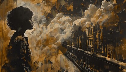 Illustrate historical haunting tales in a side view painting
