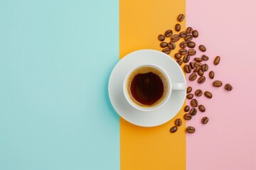 Coffee on a vibrant color background - Warmth, Energy, Creative Campaigns Marketing