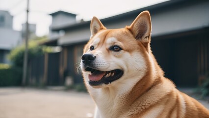 Beautiful portrait of a smiling Shiba Inu