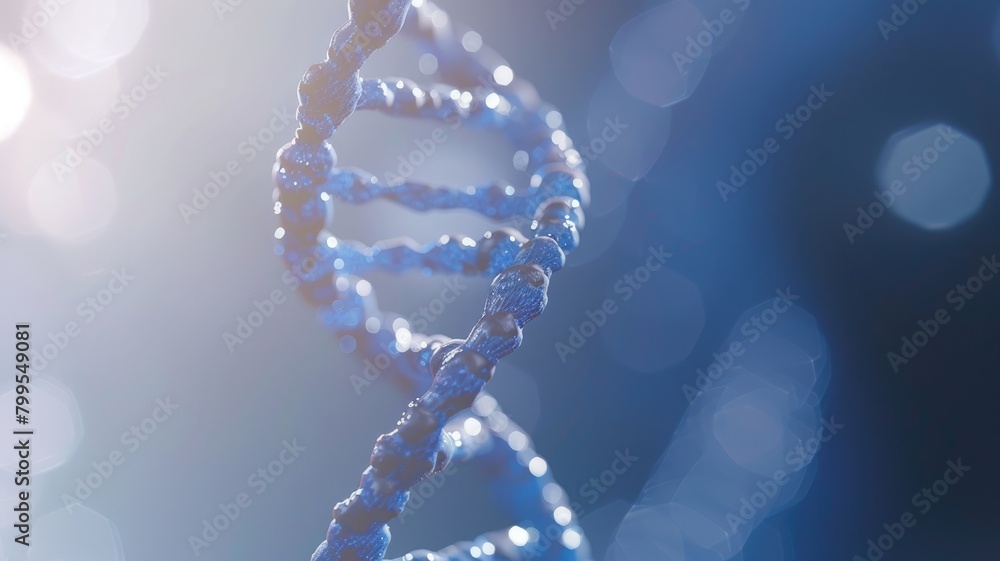 Aufkleber 3d rendering of blue double helix dna structure with blurred background