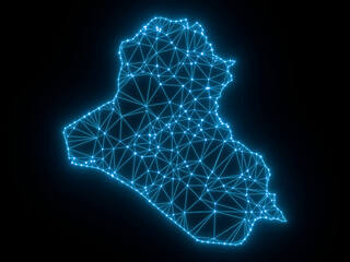 A sketching style of the map Iraq. An abstract image for a geographical design template. Image isolated on black background.