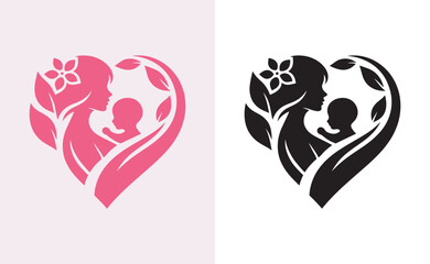 Happy mothers day silhouette for best mom and child love card design, vector women and child logo design mother's day special can be used in social media post, greeting card design, banner and poster