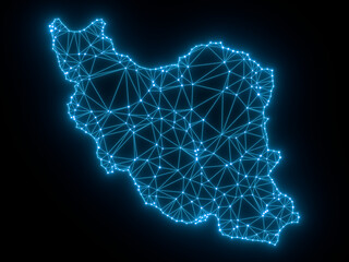 A sketching style of the map Iran. An abstract image for a geographical design template. Image isolated on black background.