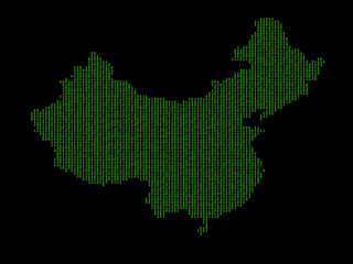 Fototapeta premium A sketching style of the map China. An abstract image for a geographical design template. Image isolated on black background.