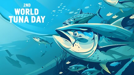 world tuna day poster. made full color to meet poster needs when celebrating events - obrazy, fototapety, plakaty