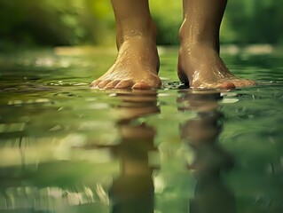 Bare Feet in Nature's Reflection