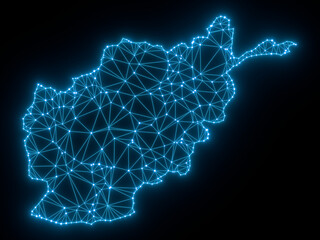 A sketching style of the map Afghanistan. An abstract image for a geographical design template. Image isolated on black background.