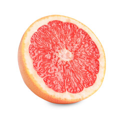 Citrus fruit. Half of fresh grapefruit isolated on white