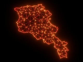 Obraz premium A sketching style of the map Armenia. An abstract image for a geographical design template. Image isolated on black background.