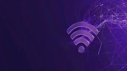 Fotobehang Digital representation of wireless signal symbol in purple abstract background © Artyom