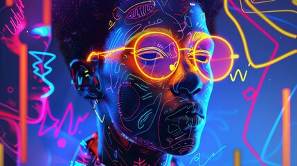 Doodle Style Neon Concept Art / Backdrop / Background / Wallpaper