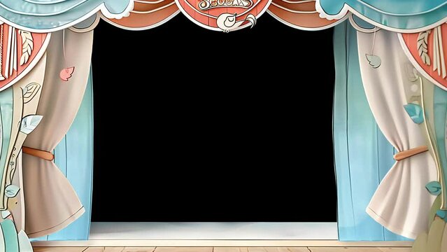 Paper craft stage and curtains. Children's theater animation type I.generated AI.(010)
