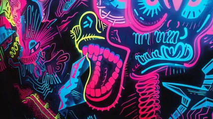 Fotobehang Doodle Style Neon Concept Art / Backdrop / Background / Wallpaper © Tejay