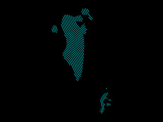 A sketching style of the map Bahrain. An abstract image for a geographical design template. Image isolated on black background.