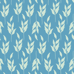 Seamless pattern with vector green leaves