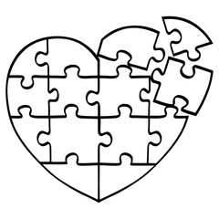 Puzzle Drawing Autism Kids Heart Shaped Illustration Art