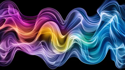Fotobehang Colorful Abstract Smoke Waves on Black Background © Artistic Visions