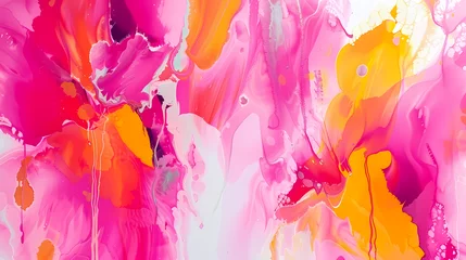 Fotobehang Vibrant Pink and Yellow Abstract Art © Artistic Visions