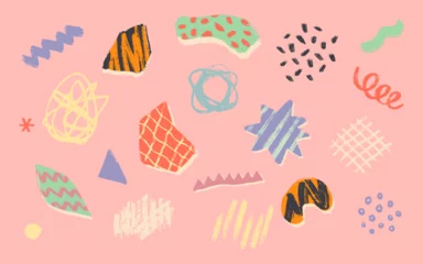 Fotobehang Naadloze herfst Hand Drawn Flat Abstract Painting Shapes Collection  © kappacha