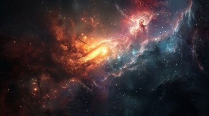 Fototapeta premium A hidden laboratory deep within a massive comet hurtling through space filled with alchemists and astrologers feverishly working to . .