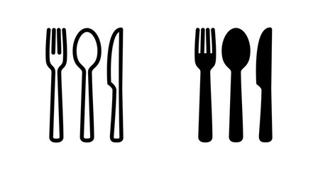 Fork, Spoon, and Knife isolated on white background. Restaurant icon. food icon. Eat. Cutlery icon.