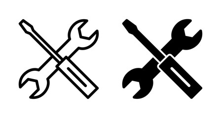 Repair icon vector isolated on white background. Wrench and screwdriver icon. settings vector icon. Maintenance. tools