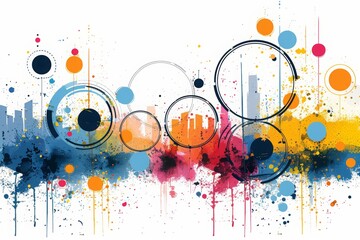 Obraz premium abstract geometric background, modern art artistic orange and blue gradient texture background, concept of business in high technology