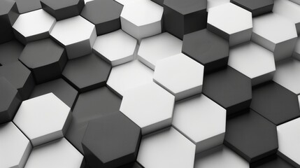 A black and white image of a pattern of hexagons