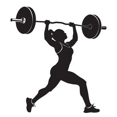 Vector silhouette of a weightlifting sports woman. Flat cutout icon