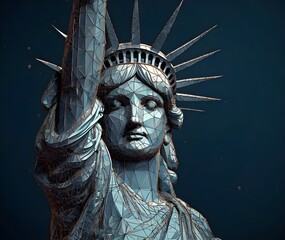 Statue of Liberty in New York City from particles line