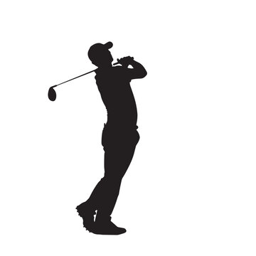 recommend clip art: Vector silhouette of a golf sports person. Flat cutout icon