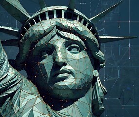 Statue of Liberty in New York City from particles line